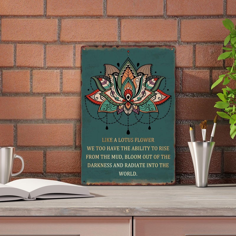 Sanwarm Metal Sign 8X12 Inch, Like A Lotus Flower Inspirational Lotus Vintage Tin Sign Wall Art Decor for Home, Living Room, Kitchen, Garden, Bedroom, Office, Hotel, Cafe And Pub Decoration - Image 4