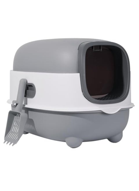 Cat Litter Box with Lid, Covered Litter Box with Litter Scoop, Easy to Install and Clean, Extra Large Enclosed Cat Litter Boxes with Two-Way Door for Cat