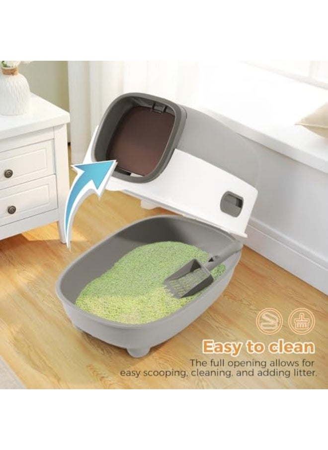 Cat Litter Box with Lid, Covered Litter Box with Litter Scoop, Easy to Install and Clean, Extra Large Enclosed Cat Litter Boxes with Two-Way Door for Cat