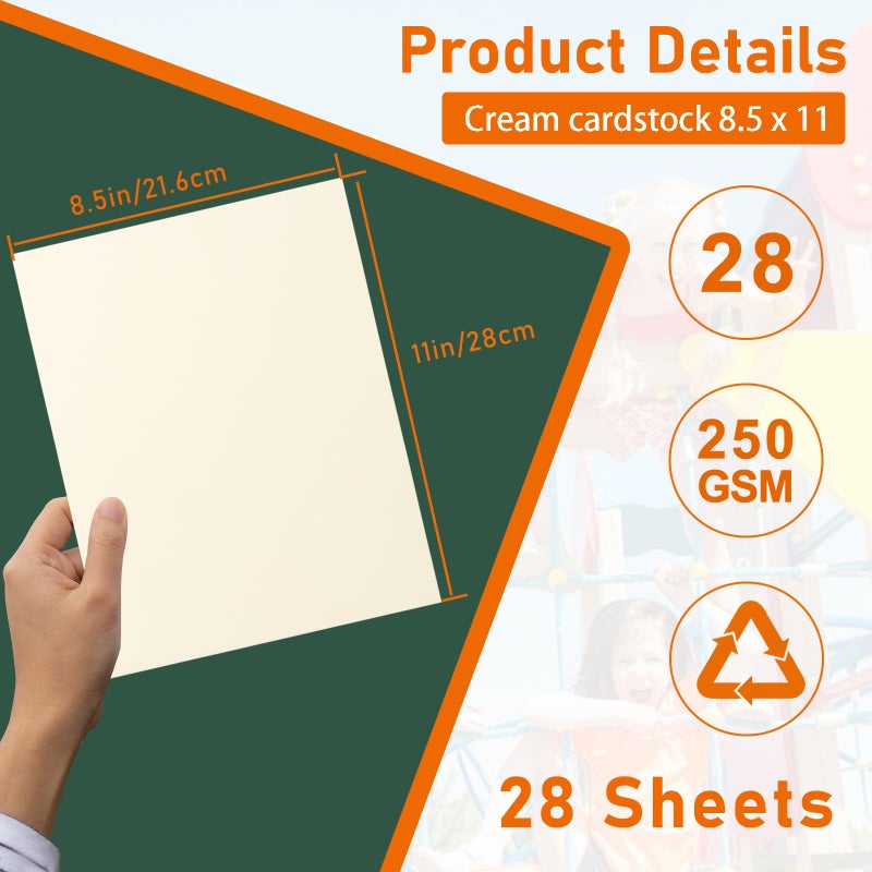 Guakicae 28 Sheets Cream Cardstock 8.5 x 11 Ivory Paper, 250gsm/92lb Premium Off White Paper Card Stock for Wedding Invitations, School Crafting, Memus, DIY Card Making, Graduations, Business Cards - Image 2