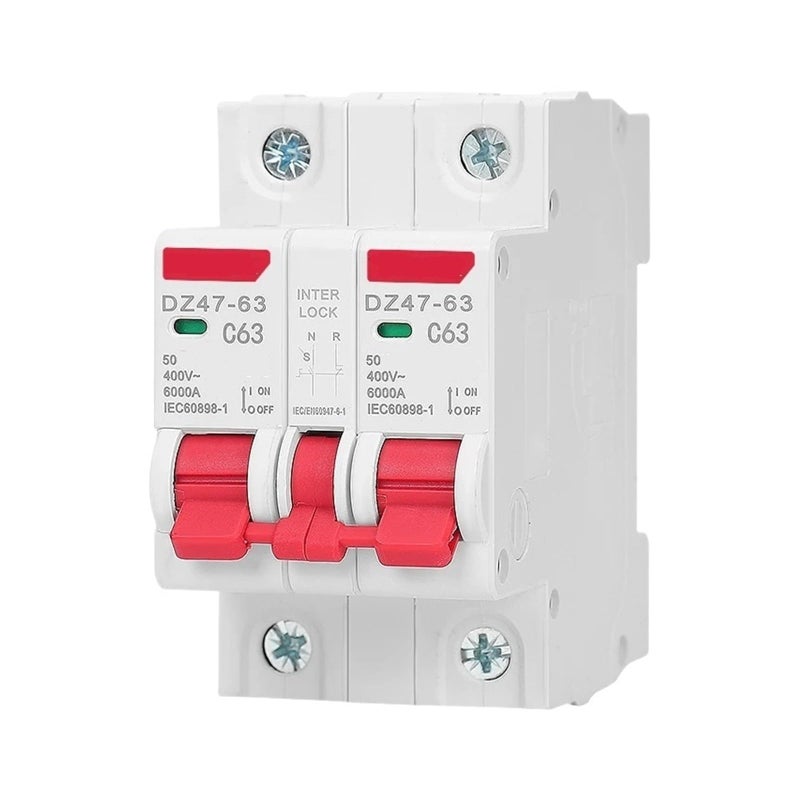 Manual Transfer Interlock Circuit Breaker 32A 1P Dual Power MCB Din Rail Mount - Image 2