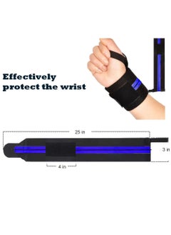 Cuken 2 Pieces Wrist Wraps for Men, Wrist Straps for Weightlifting, Exercise Straps Strength Training, Adjustable Wrist Brace Gym Accessories for Men Blue  - Image 2