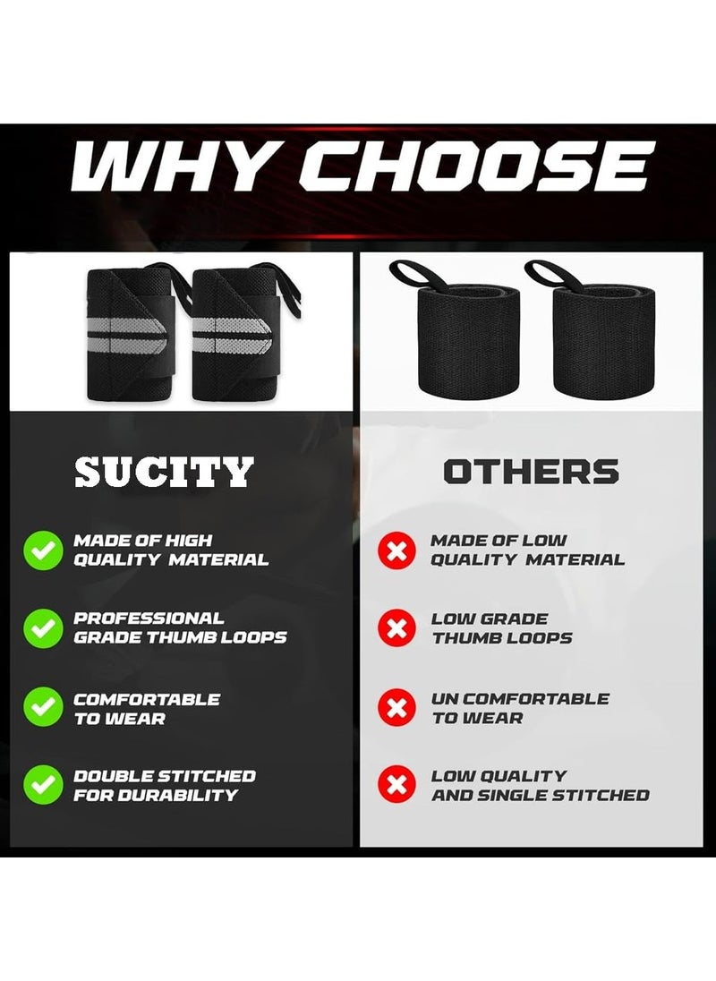 Cuken 2 Pieces Wrist Wraps for Men, Wrist Straps for Weightlifting, Exercise Straps Strength Training, Adjustable Wrist Brace Gym Accessories for Men Blue  - Image 3