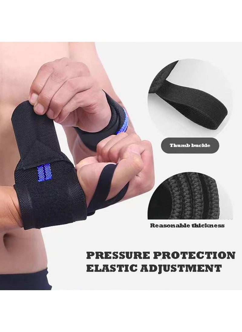 Cuken 2 Pieces Wrist Wraps for Men, Wrist Straps for Weightlifting, Exercise Straps Strength Training, Adjustable Wrist Brace Gym Accessories for Men Blue  - Image 4