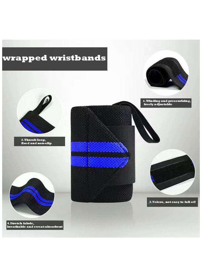Cuken 2 Pieces Wrist Wraps for Men, Wrist Straps for Weightlifting, Exercise Straps Strength Training, Adjustable Wrist Brace Gym Accessories for Men Blue  - Image 5