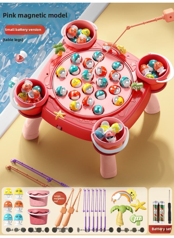Children's Toys For Boys 1 To 3 Years Old 2 Babies Early Education Infants Two Or Three Girls Intelligence 4 Brain Development Boys-Color:Pink-[desk Leg Model] Magnetic [31 Dual-use Fish + 8 Rods + 4 Buckets + Scene] Battery Version - Image 1