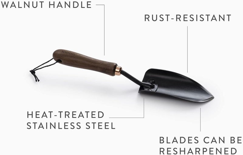 BareBones Garden Trowel - Ergonomic Walnut/Black Hand Tool - Image 4