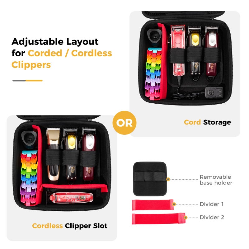 ProCase Hard Barber Accessories Case, Travel Bag for 3-4 Hair Clippers and Supplies, Trimmer Organizer Storage Box with DIY Dividers, Portable Holder for Men Razor Guard Grooming Kits -Black - Image 2