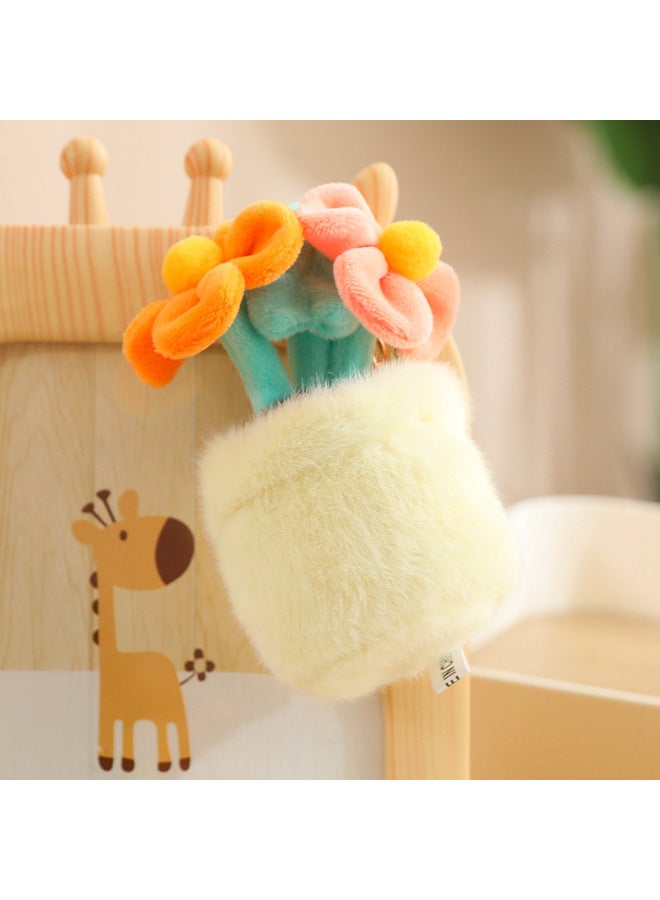 Simulation Fleshy Potted Plush Toy Pendant Tulip Green Plant Cake Doll Grasping Machine Doll Doll Keychain-Specifications:16cm-Color:Orange And Pink Flowers - Image 1