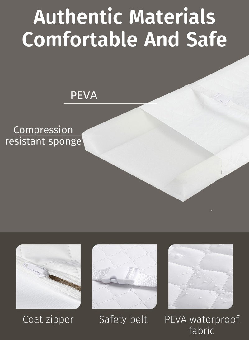 Moovant Baby Changing Pad with Removable Washable Cover, Extra Thick Waterproof Non-Slip Baby Changing Mat with Safety Strap & 2 High Curved Sides, 80*40*10cm  - Image 5
