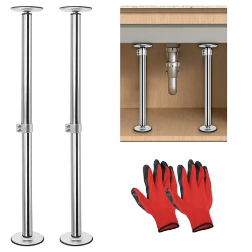 Swess Undermount Sink Brackets, Stainless Steel Adjustable Sink Legs Installation and Repair Kit Support System with Waterproof Gloves for Kitchen, Bathroom(16.1-28.7inches) - Image 1