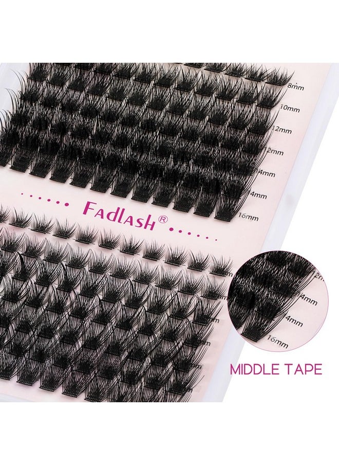 FADLASH - Lash Clusters Diy Eyelash Extensions 168 Clusters Lashes D Curl 0.07 Natural Individual Lash Extensions Mixed Tray False Eyelashes Soft & Strong Thin Band Diy At Home (F22+F23 0.07D 8 16Mm) - Image 1