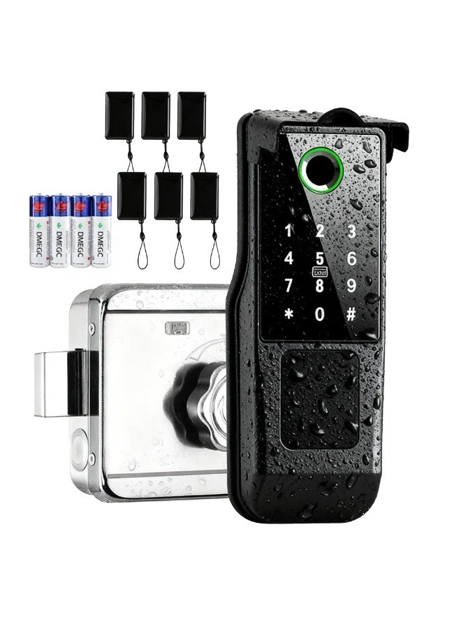 رازوفيوس قفل باب ذكي، واي فاي، بصمة الإصبع، لوحة مفاتيح، قفل ذو تركيب سطحى، يمكن التحكم فيه عبر تطبيق Tuya، مقاوم للعوامل الجوية - Image 1