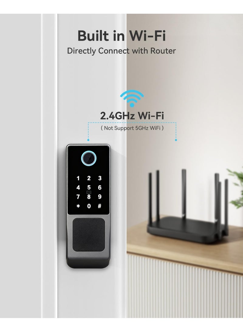 رازوفيوس قفل باب ذكي، واي فاي، بصمة الإصبع، لوحة مفاتيح، قفل ذو تركيب سطحى، يمكن التحكم فيه عبر تطبيق Tuya، مقاوم للعوامل الجوية - Image 4