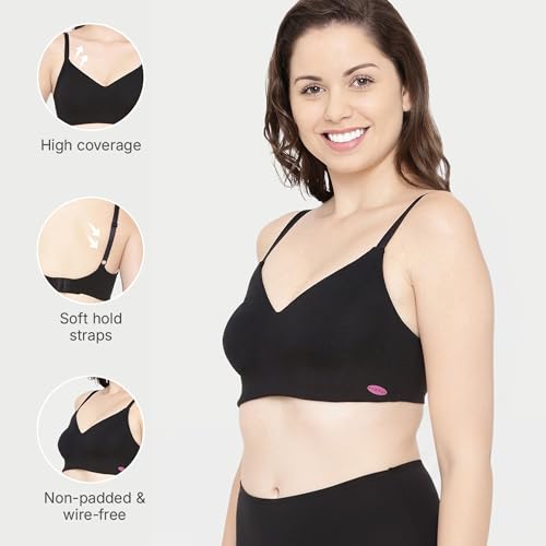 Enamor A027 Full Coverage Cotton Bra - Non-Padded • Wirefree Black - Image 3