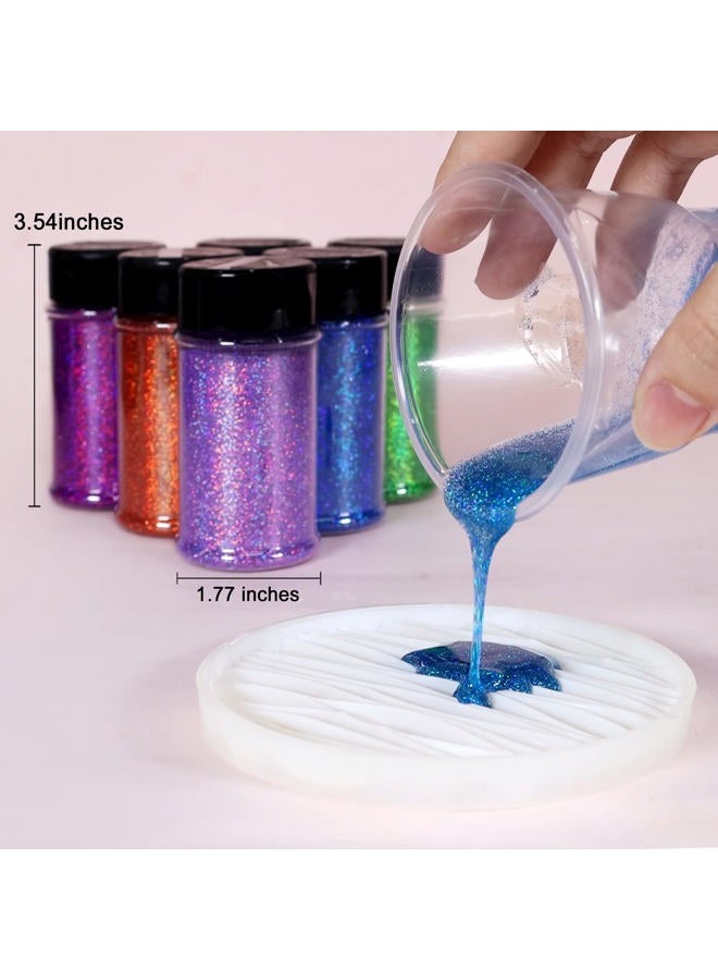 Renfio Holographic Ultra Fine Glitter Powder Metallic Resin Glitter 2.11 Oz (60g) PET Flakes Crafts Sequins 1/128" 0.008" 0.2mm Epoxy Chips Flakes for Tumblers Slime - Laser Light Purple - Image 4