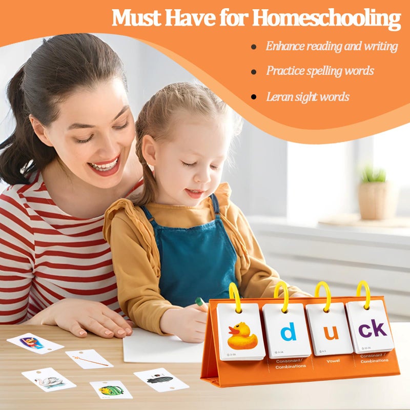 Alened Phonics Flash Cards Learn to Read CVC Word Builder Games, Sight Words Games for Kindergarten Classroom Supplies, Preschool Phonics Learning Activity, Special Education Speech Therapy Toys - Image 5
