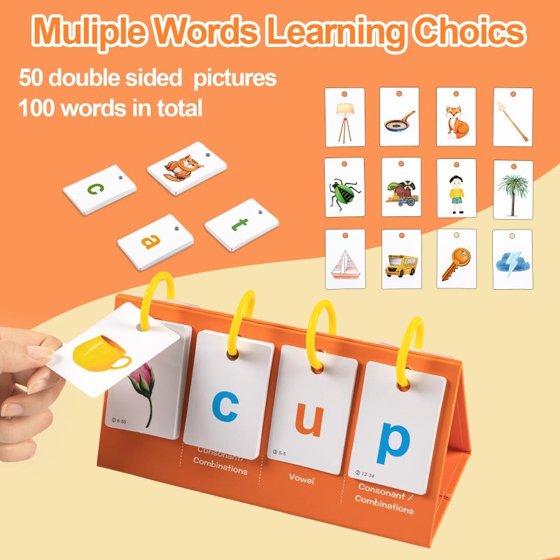 Alened Phonics Flash Cards Learn to Read CVC Word Builder Games, Sight Words Games for Kindergarten Classroom Supplies, Preschool Phonics Learning Activity, Special Education Speech Therapy Toys - Image 4