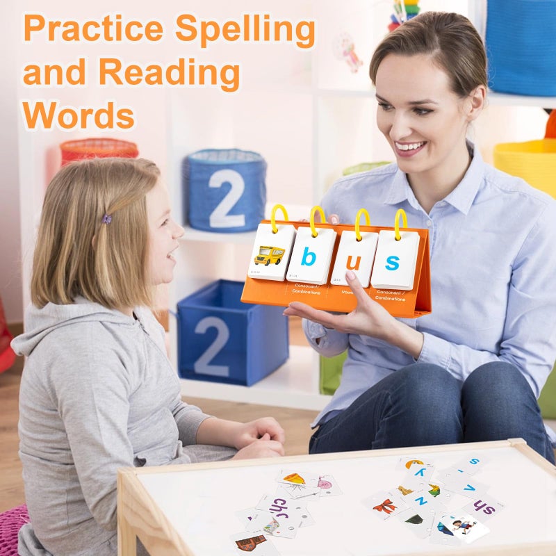 Alened Phonics Flash Cards Learn to Read CVC Word Builder Games, Sight Words Games for Kindergarten Classroom Supplies, Preschool Phonics Learning Activity, Special Education Speech Therapy Toys - Image 3