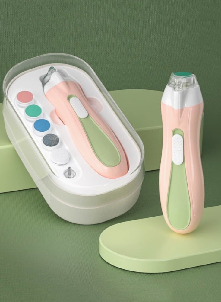 Baby Electric Nail Clippers, Fully Automatic, Special For Newborns, Baby Nail Clipping, Safe And Polishing Artifact, Upgraded USB Charging Model, Carlo Pink, Dust Cover/Automatic pause, No Pinching - Image 1