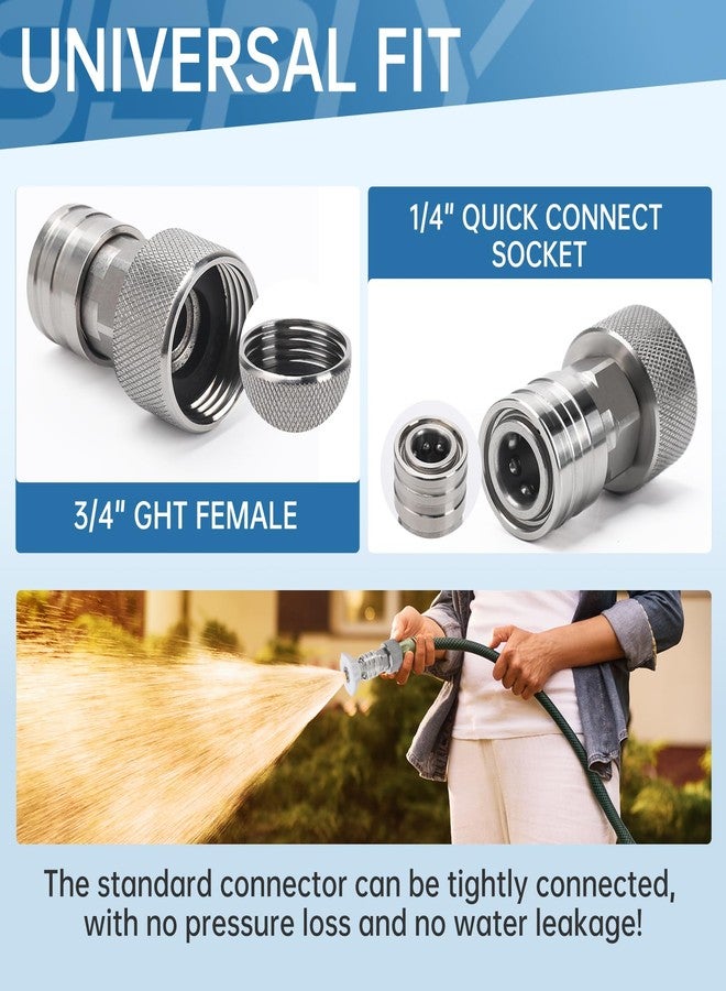 SEPLY Garden Hose to Pressure Washer Adapter, 3/4" GHT to 1/4" Quick Connect, Hose to Power Washer Connector with Stainless Steel Construction for Car Wash, Nozzle and Sprayer Attachment, Stainless Steel - Image 2