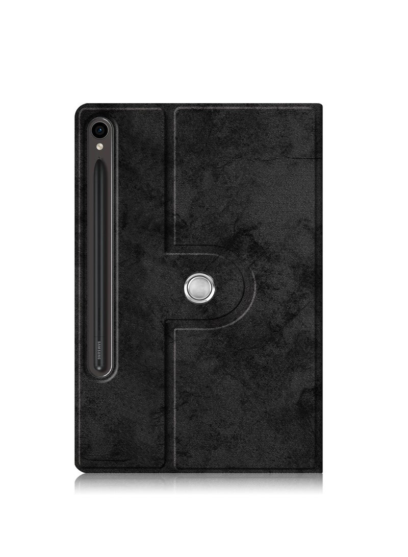 Case for Samsung Galaxy Tab S9 11 Inch with Pencil Holder To Rotate Protective Water Proof Cover Case SM-X710/X716U (Black)
