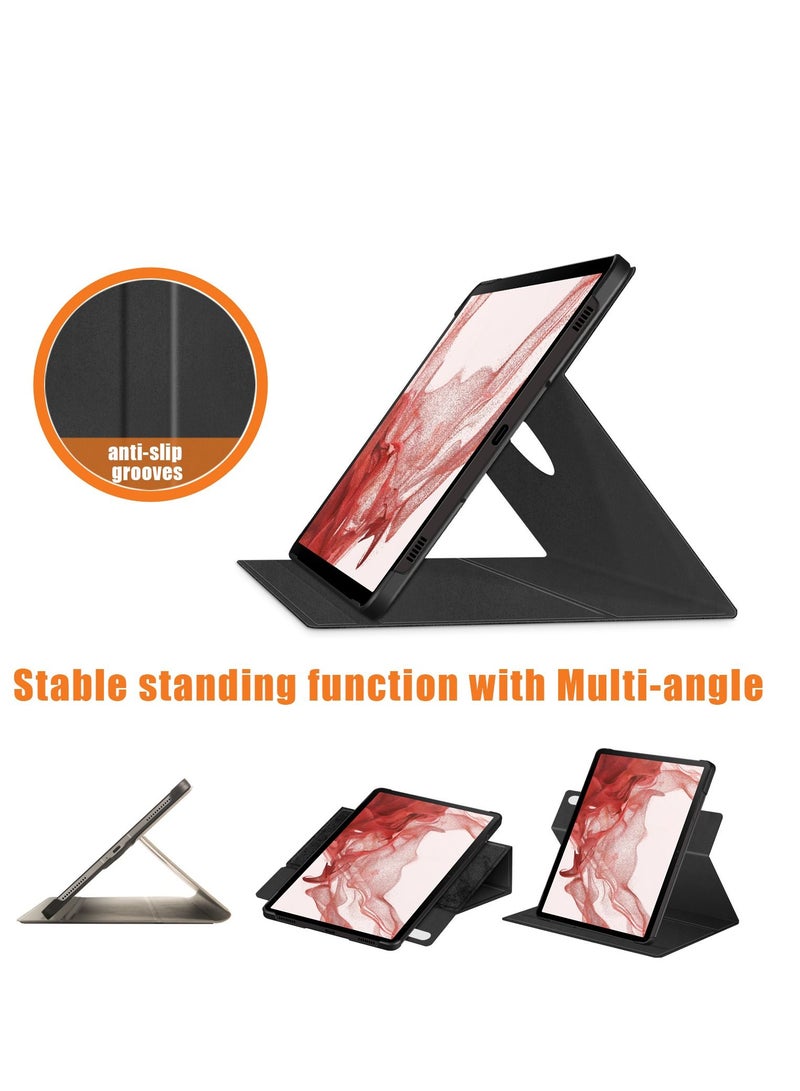 Case for Samsung Galaxy Tab S9 11 Inch with Pencil Holder To Rotate Protective Water Proof Cover Case SM-X710/X716U (Black)
