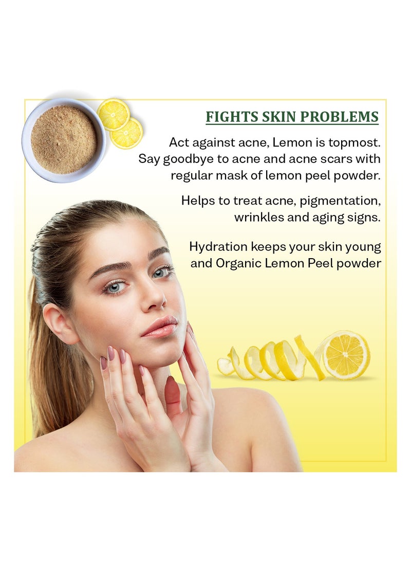 Agrovishwa Agrovishwa 100% Organic Lemon Peel Powder FACE BRIGHTENING MASK Pack, Pore Cleansing, Anti Blemish, Acne AGEING, Glowing Skin Care, Premium Quality 100g pack  - Image 3
