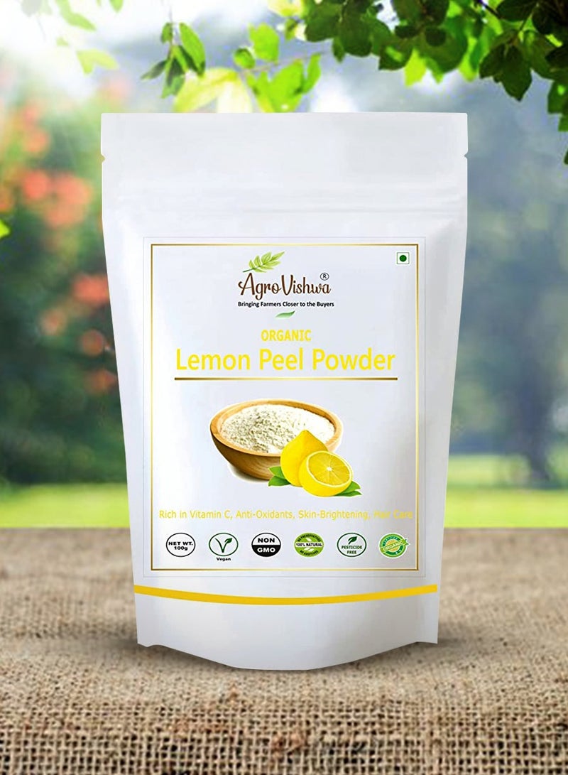Agrovishwa Agrovishwa 100% Organic Lemon Peel Powder FACE BRIGHTENING MASK Pack, Pore Cleansing, Anti Blemish, Acne AGEING, Glowing Skin Care, Premium Quality 100g pack  - Image 1