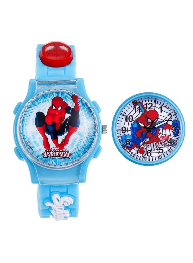 MARVEL ساعة أطفال واثت سبايدرمان كرتون بغطاء قابل للتحويل - Image 1
