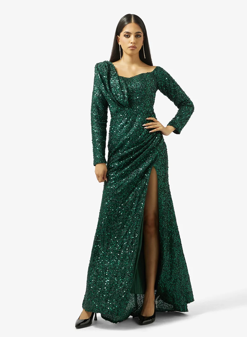 Shimmer Dress With Slit