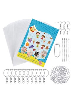 Generic 145 Pieces Heat Shrink Plastic Sheet Kit Include 20 PCS Shrinky Art Paper with 125 PCS Keychains Accessories for Kids Creative Craft  - Image 1