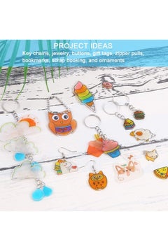 Generic 145 Pieces Heat Shrink Plastic Sheet Kit Include 20 PCS Shrinky Art Paper with 125 PCS Keychains Accessories for Kids Creative Craft  - Image 2