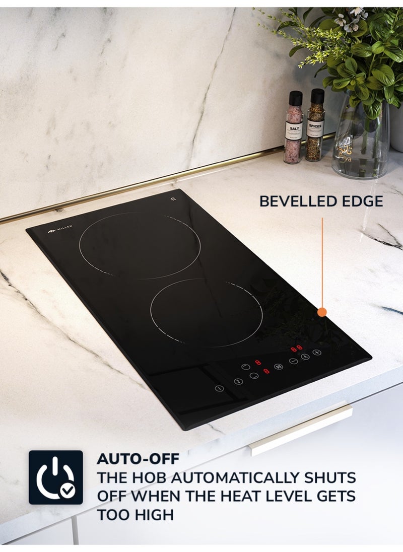 MILLEN MILLEN Built in Electric hob, 30 cm Black Glass, 2 Heating Zones, 3000W, Touch Control, MEH 301 BL, 3 Year Warranty  - Image 5