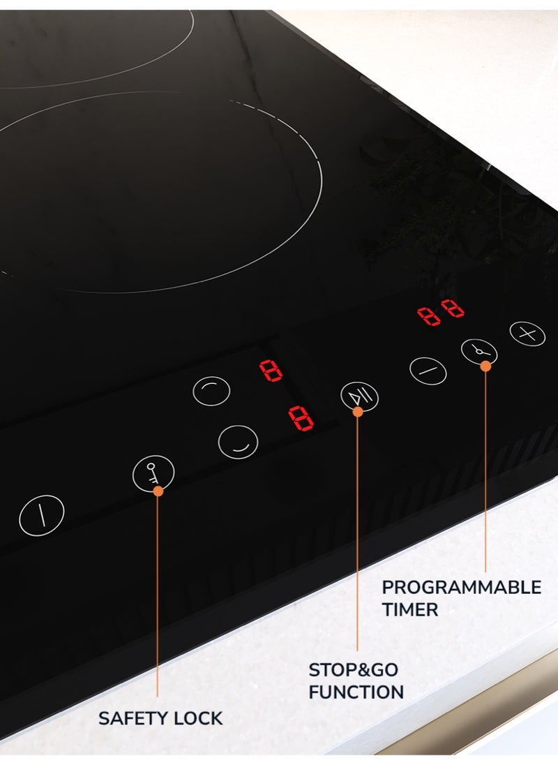 MILLEN MILLEN Built in Electric hob, 30 cm Black Glass, 2 Heating Zones, 3000W, Touch Control, MEH 301 BL, 3 Year Warranty  - Image 3