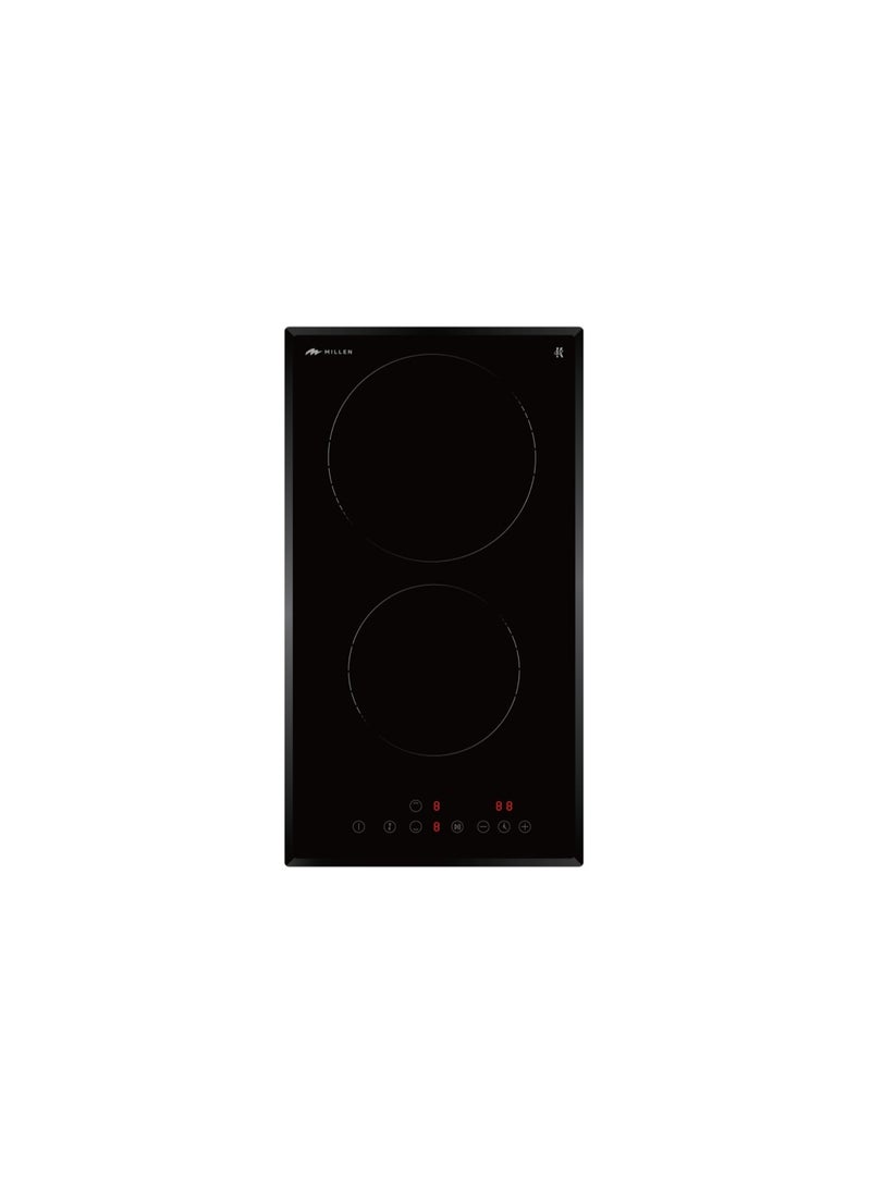 MILLEN MILLEN Built in Electric hob, 30 cm Black Glass, 2 Heating Zones, 3000W, Touch Control, MEH 301 BL, 3 Year Warranty  - Image 1
