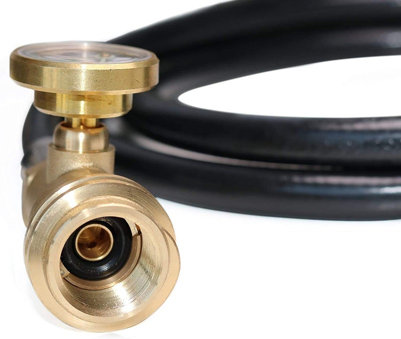 DOZYANT 5 Feet Propane Tank Extension Hose with Gauge -Leak Detector Replacement for Gas Grill, Heater and All Other Propane Appliances, Acme to Male QCC/POL Fittings - Image 4