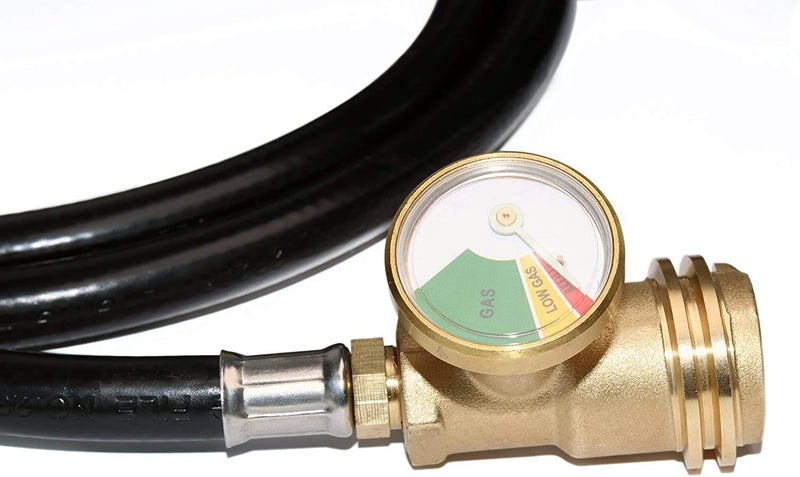 DOZYANT 5 Feet Propane Tank Extension Hose with Gauge -Leak Detector Replacement for Gas Grill, Heater and All Other Propane Appliances, Acme to Male QCC/POL Fittings - Image 3