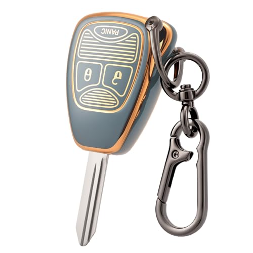 CHATYYD Key fob Cover for Dodge with KeychainSoft TPU Car Key Cover Case for Dodge Ram 1500 2500 Dakota Magnum Durango Nitro Jeep Wrangler Patriot Grand CherokeeBlue - Image 1