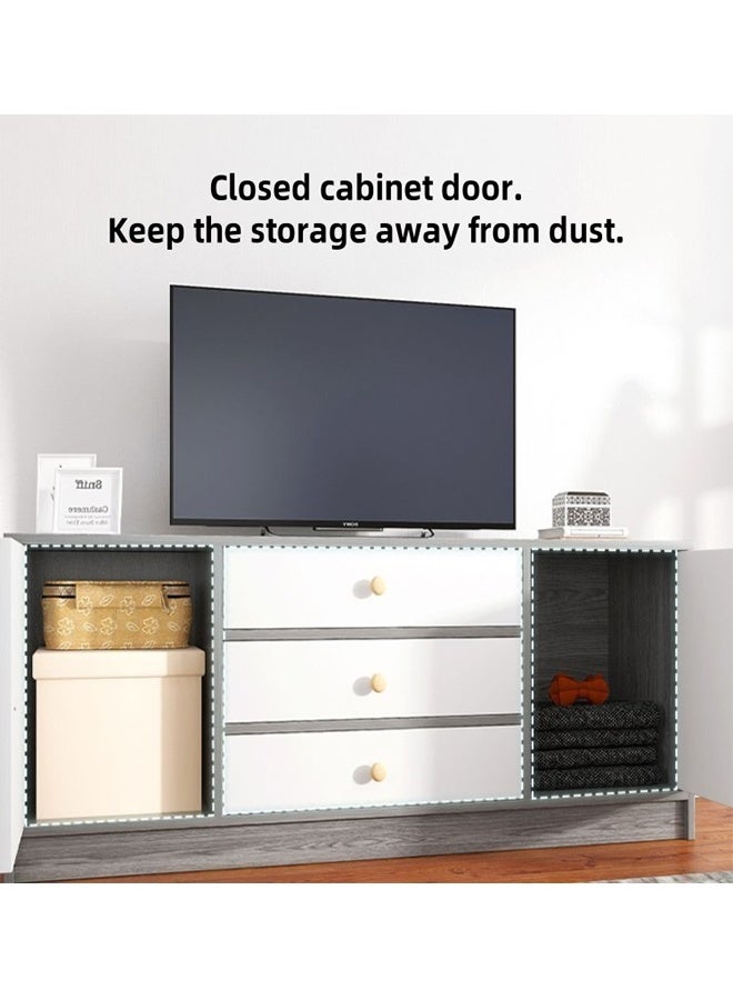 Spacious TV Cabinet ,TV Bench, TV Stand, Multiple Storage Layers, Made Of Wood TV Cabinet And Storage Cabinet,  Suitable For Both Living Room And Bedroom, 140×29×54CM - Image 4