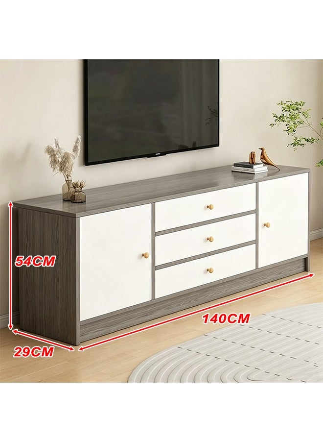 65 Inch Modern TV Table, Multifunctional TV Cabinet TV Desk, TV  Stand With 5 Cabinet Doors for Storage, Woode TV Bench For Home, Entertainment Living Room Gaming Media Room (DSG018-140) - Image 2