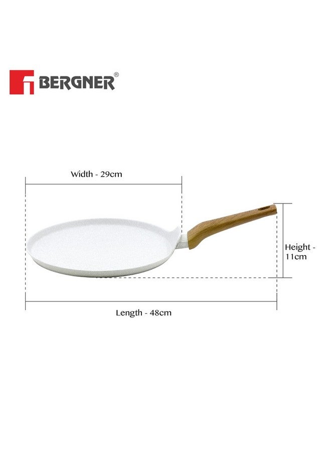 BERGNER مقلاة بان كيك / دوسا 28 سم من BERGNER مصنوعة من الألمنيوم المطروق بشكل طبيعي مع طلاء غير لاصق من الرخام، مقاومة للخدش ودائمة، مقبض ناعم الملمس، سهلة التنظيف - قاعدة مناسبة للحث، مع قاعدة غير منسوجة مجانية. - Image 3