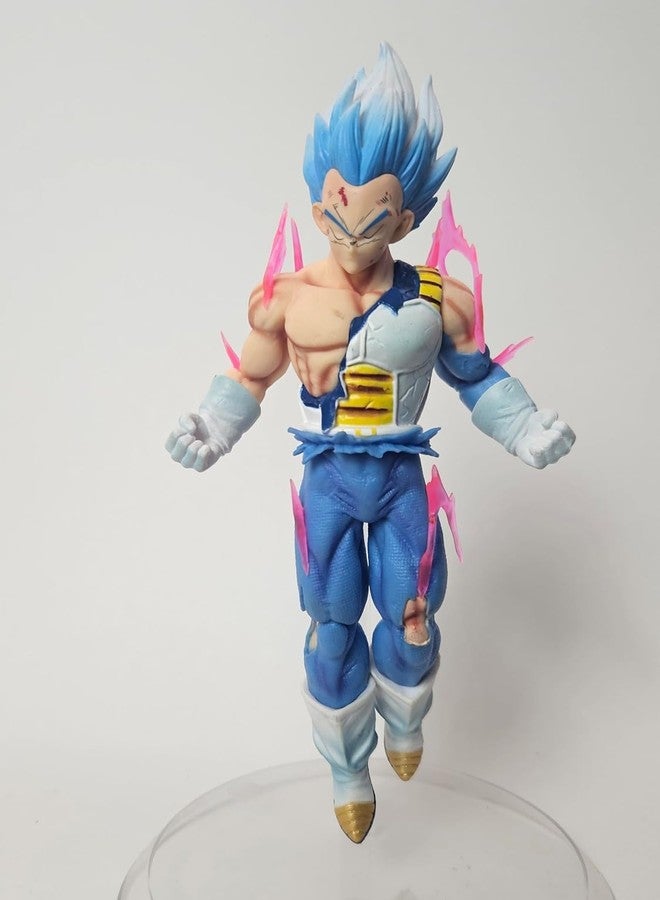 Tinion || Dragon Ball Super Saiyan Blue Vegeta Battle Damaged Action Figure Toy with Display Stand(Height-20 Cm) - Image 2