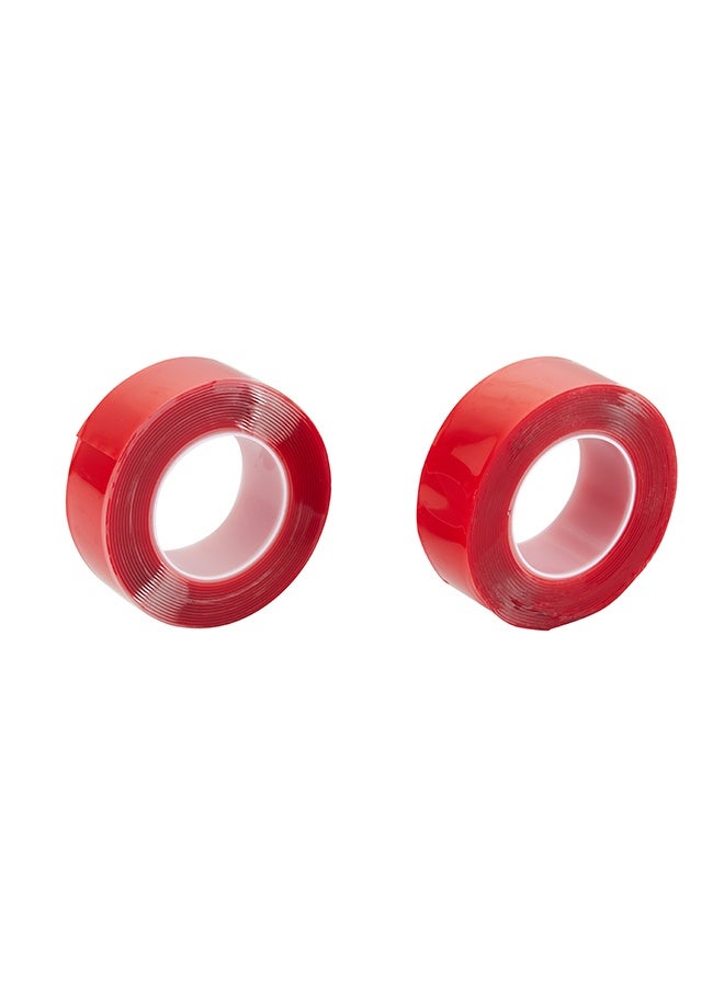 لوازم سنيل طقم سنيل تيب وجهين قطعتين أحمر 24ملم × 3ياردة - شريط تثبيت شفاف قوي قابل للقص للأعمال اليومية والتنظيم والتثبيت. - Image 3