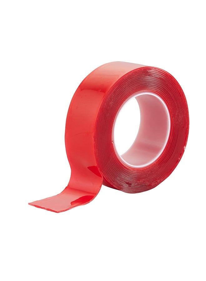 لوازم سنيل طقم سنيل تيب وجهين قطعتين أحمر 24ملم × 3ياردة - شريط تثبيت شفاف قوي قابل للقص للأعمال اليومية والتنظيم والتثبيت. - Image 5