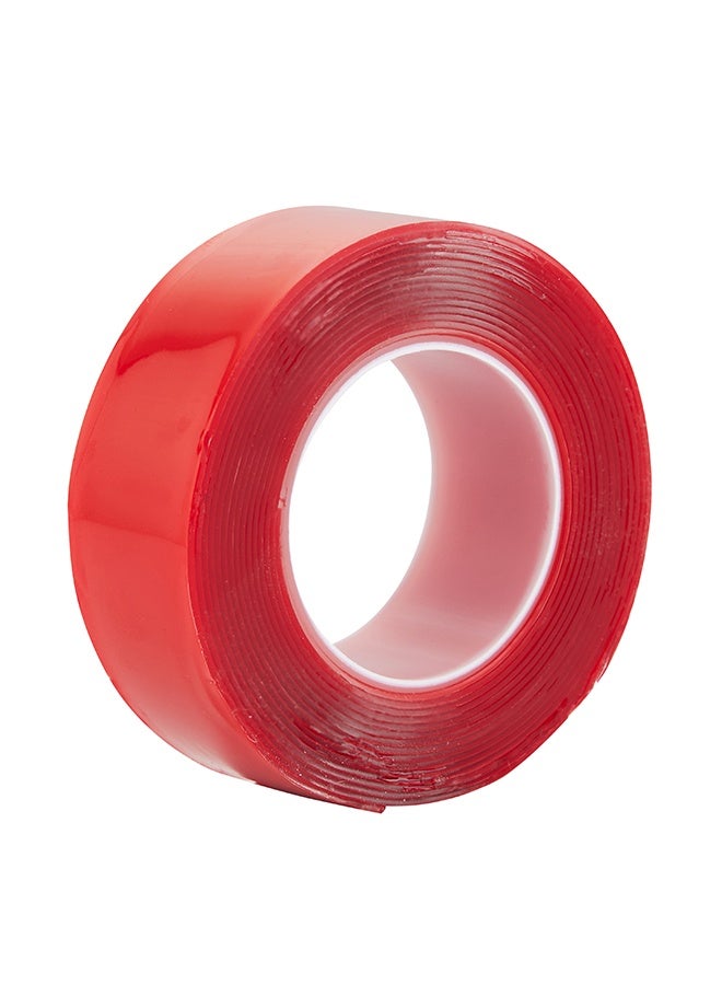 لوازم سنيل طقم سنيل تيب وجهين قطعتين أحمر 24ملم × 3ياردة - شريط تثبيت شفاف قوي قابل للقص للأعمال اليومية والتنظيم والتثبيت. - Image 4