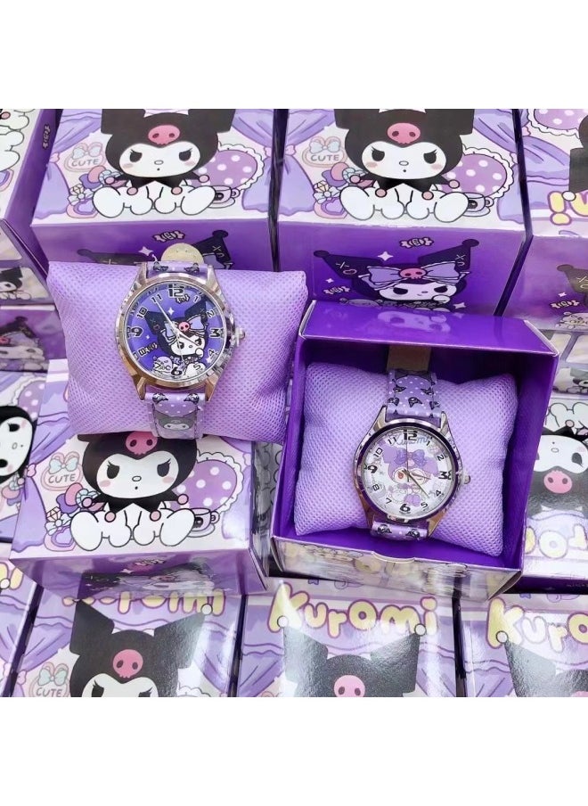 Cartoon Watch Boxed Spider Avengers Children's Watch Gift Box Elementary School Students' Birthday Exquisite Gift Box Electronic Watch-Color:Kuromi-Specifications:Box  - Image 1