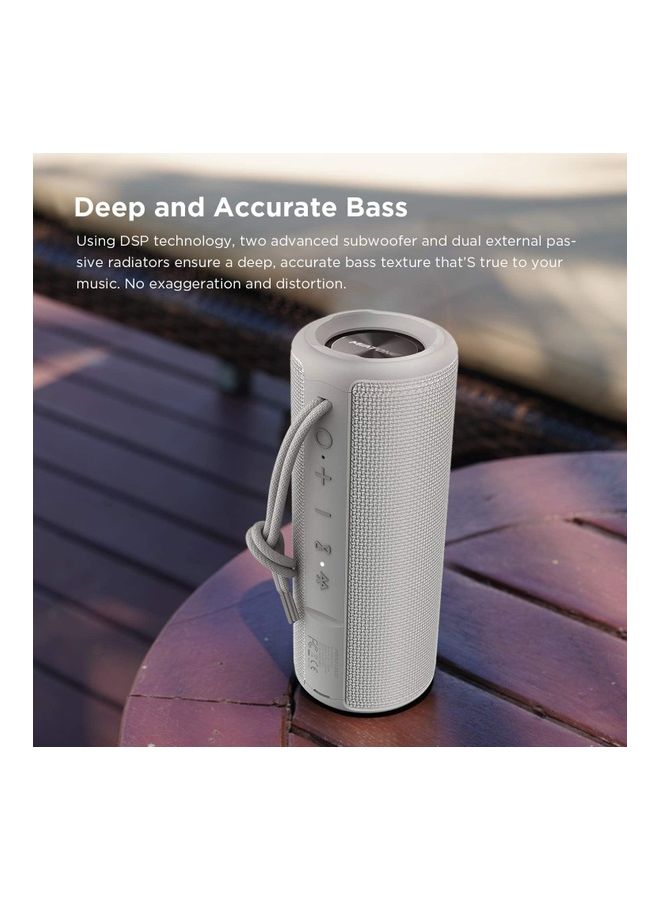 NIBEMINENT Portable Bluetooth Wireless Speaker Grey - Image 2