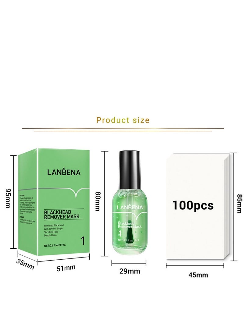 LANBENA - Blackhead Remover Mask, Blackhead Remover Mask Peel Off Blackhead Mask 2 in 1 Green Tea Oil Blackhead Removal 100 Pcs Blackhead Remover Mask for Pores, Nose, Chins & Face - Image 1