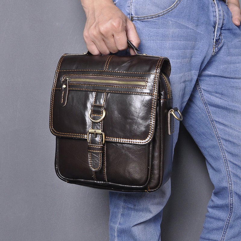 Men's Vintage Multi-Function Crazy Horse Leather Crossbody Bag 039 - Image 5